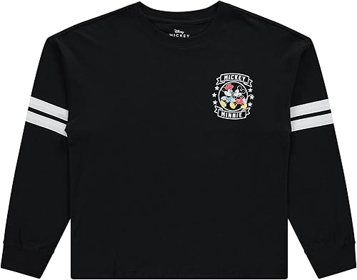 Disney Camiseta deportiva de manga larga con diseño de Mickey y Minnie Mouse, Mickey y Minnie, para mujer