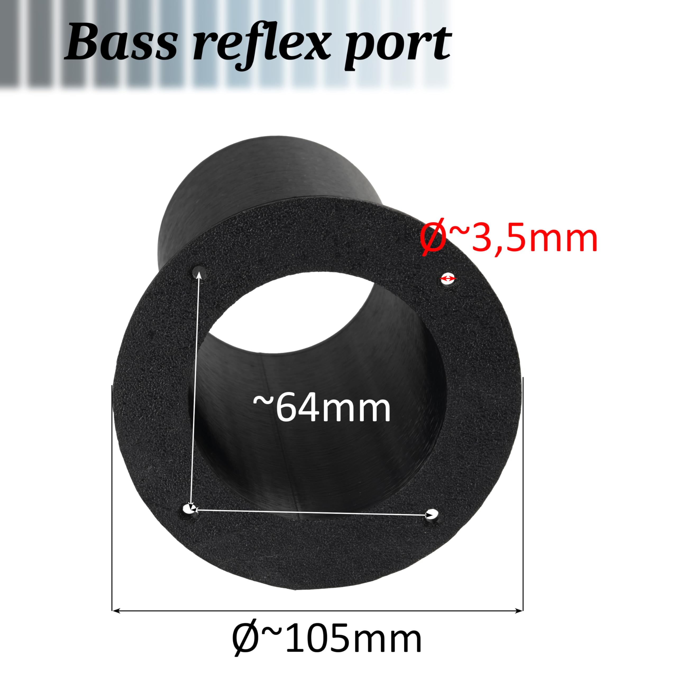 Aerzetix Tubo bass-reflex per altoparlante Ø75.5x67.5 mm lunghezza 160 mm in plastica ABS nera