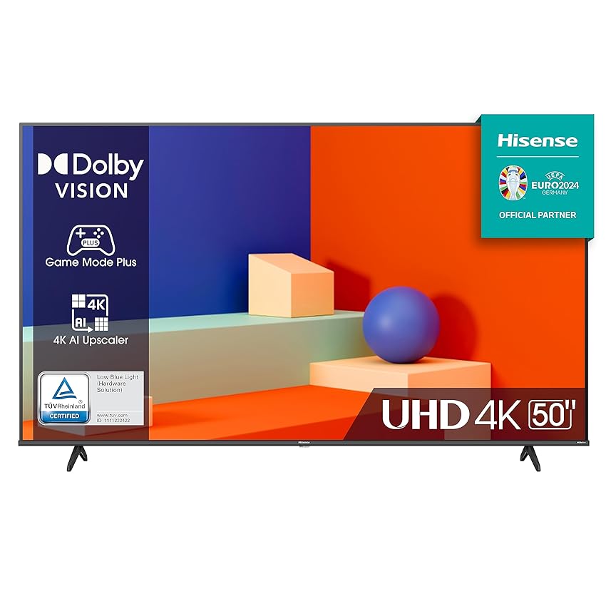 Immagine del prodotto Hisense 50'' UHD 4K 2023 50E63KT, Smart TV VIDAA U6, Dolby Vision, HDR 10+, Game Mode Plus, Alexa Built-in, Tuner DVB-T2/S2 HEVC 10, lativù 4K