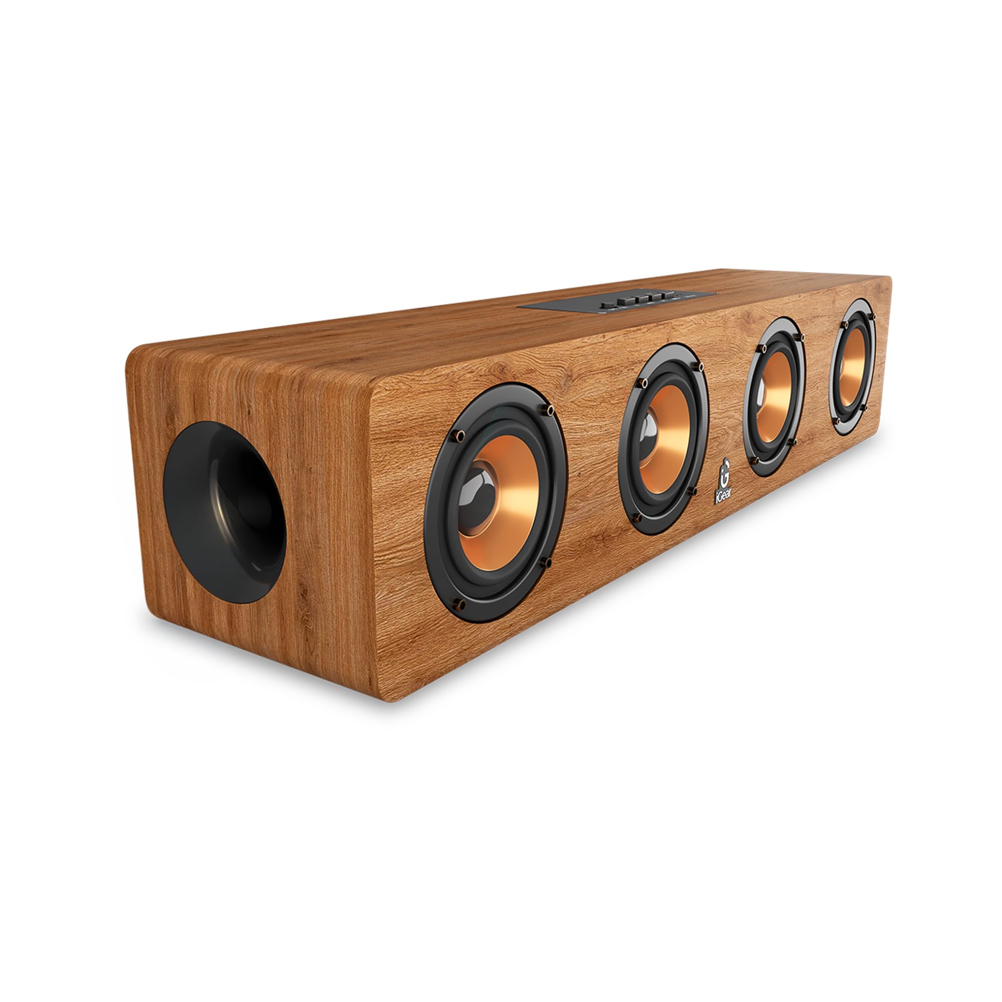 i Gear Ensemble 20 Watts Wooden Portable Soundbar with Bluetooth v5 connectivity, Rechargeable 2000mAh Battery | USB, TF/SD Card Support, FM Mode and Inbuilt Sub-woofer for Extra Bass (Brown)-image-31