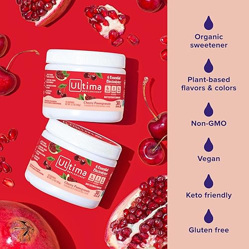 Miniatura 5 de Ultima Replenisher Daily Electrolyte Powder Drink Mix – Sugar Free – Cherry Pomegranate, 30 Servings – Hydration Powder with 6 Electrolytes and