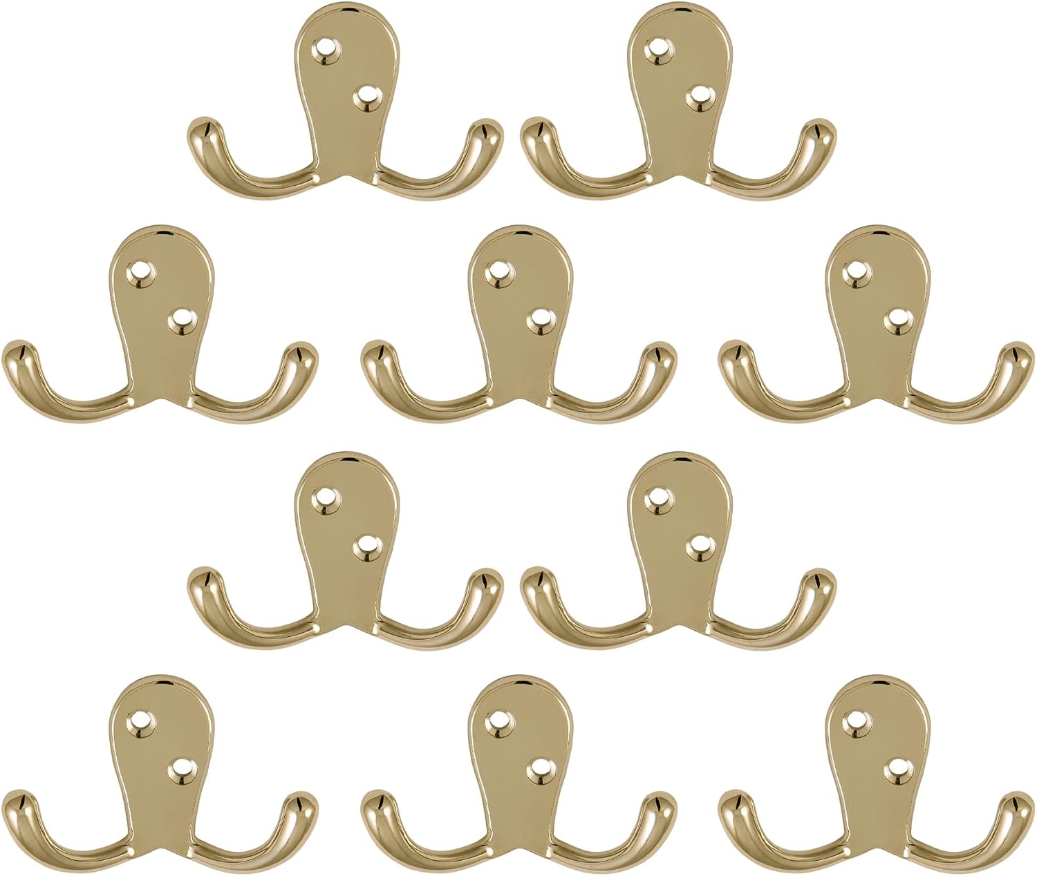 Design House Wall Mount Double Hook, Polished Brass
