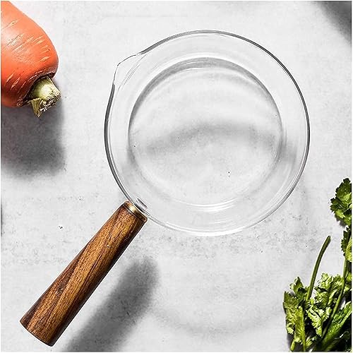 LJYT Cacerola de cristal con tapa, 13.5fl oz20.3fl oz, resistente al calor con tapa y mango de madera, sartén antiadherente hecha a mano para fideos LJYT Cacerola de cristal con tapa, 13.5fl oz20.3fl oz, resistente al calor con tapa y mango de madera, sartén antiadherente hecha a mano para fideos