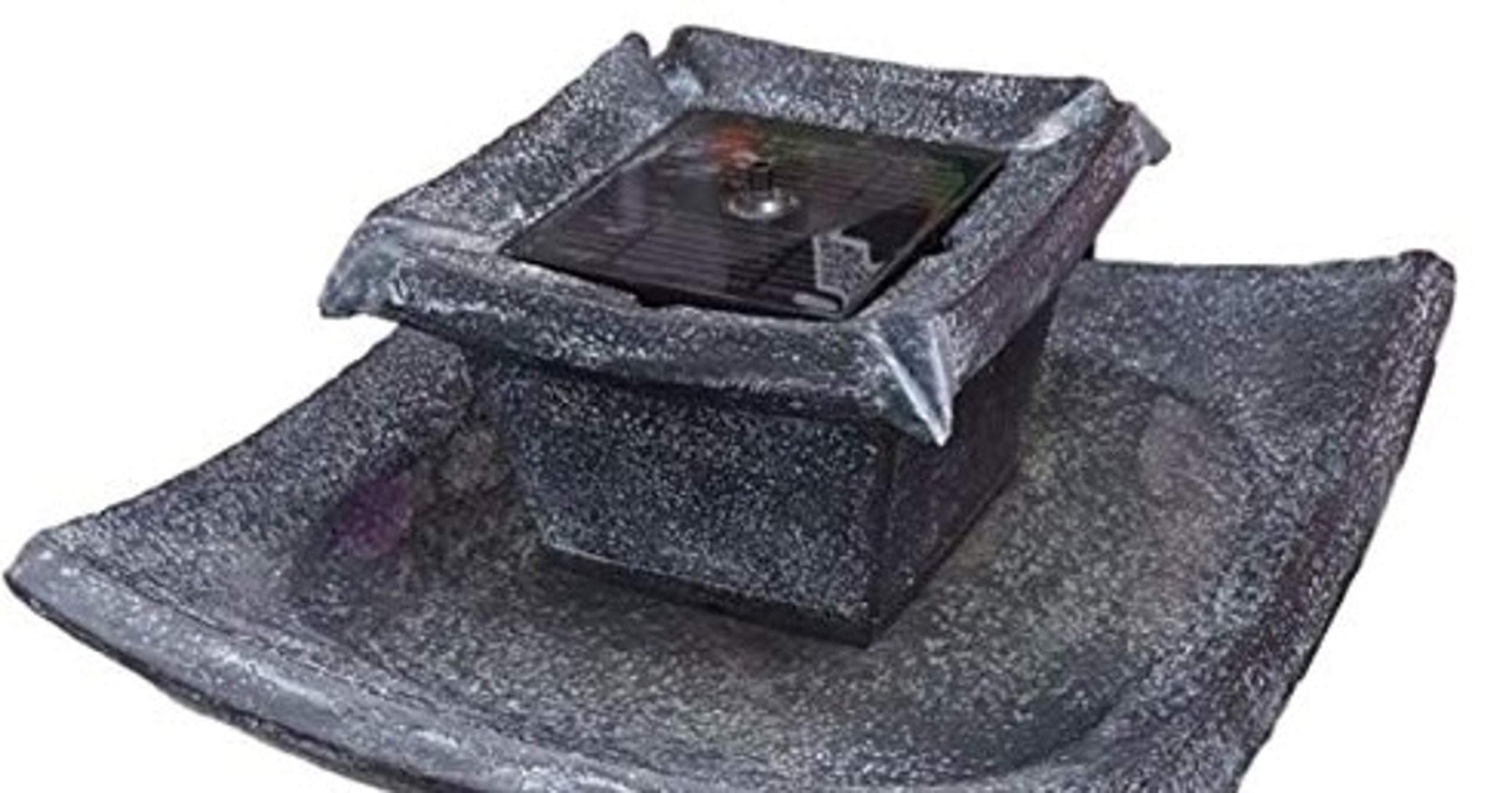 Garden Mile Fontana solare Pogoda dal design giapponese, effetto pietra tradizionale, vaschetta ornamentale per uccelli da giardino, patio, in resina ad alta efficienza energetica, a 2 ripiani