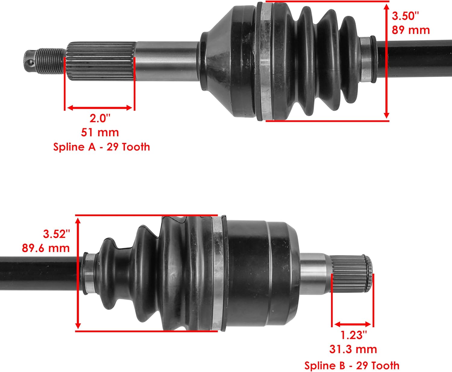 Caltric 2x Rear CV Axle Compatible with Kawasaki Teryx 800 KRF800 2014-2015 / Teryx 4 800 KRT800 2014-2015