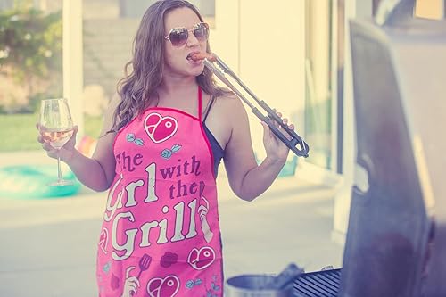 Miniatura 3 de Crazy Dog T-Shirts La chica con la parrilla delantal divertido patio trasero barbacoa barbacoa cocina Smock
