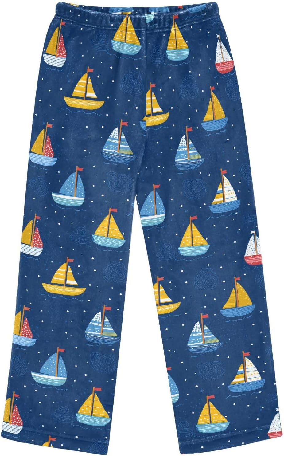visesunny Cute Sailboats Boys Pants for Kids Fleece Bottoms Long Jogger Pants Trousers with Pockets Size 6-14Y