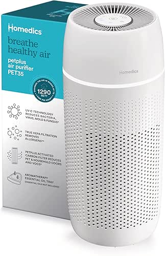 Homedics 5-in-1 PetPlus UV-C Air Purifier - 360-Degree HEPA Filter