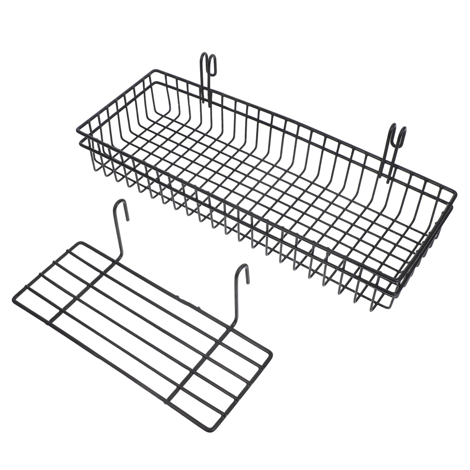 Étagère à épices murale noire et paniers suspendus en fil de fer pour rangement cuisine
