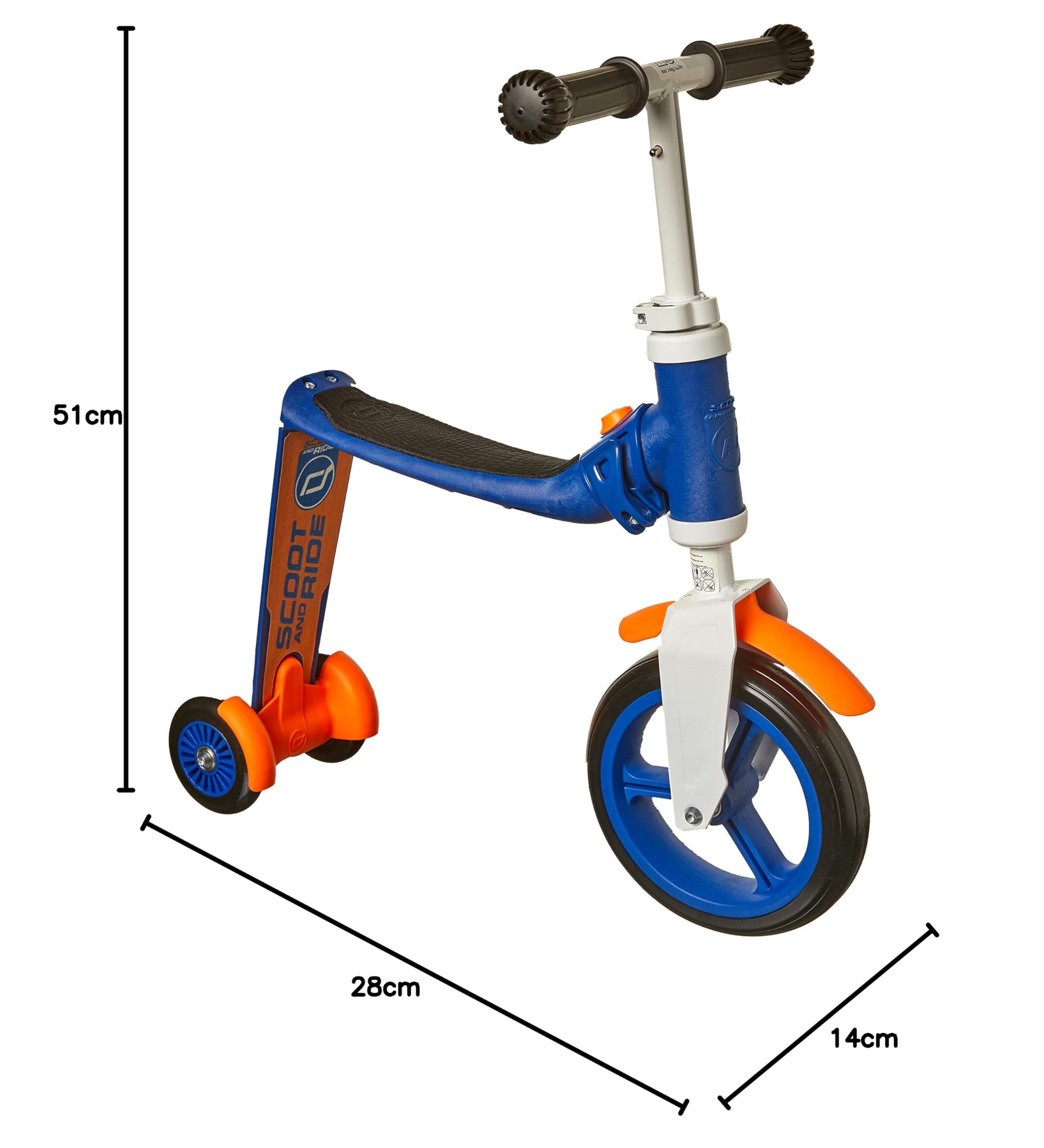 Scoot & Ride Dziecięcy Highwaybaby+ koter/rower biegowy, niebieski/pomarańczowy