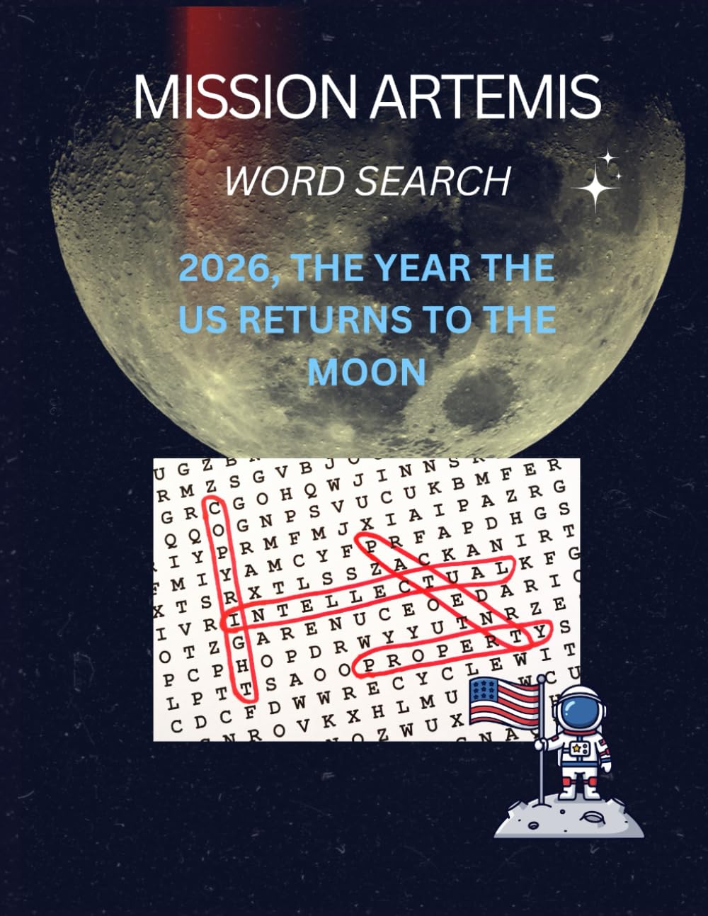word search mission Artemis: a fun and relaxing large print word find puzzle book for adult and seniors, lunar Artemis mission search puzzle