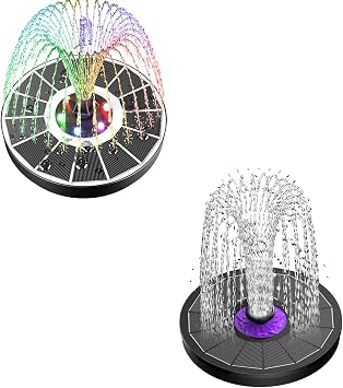 SZMP Solar Fountain Upgraded 100% Glass Panel & Solar Fountain 3.5W Bird Bath Fountains with Flower 2023 Upgraded Glass Panel Black