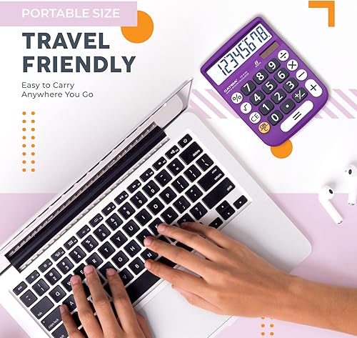 Miniatura 6 de CATIGA Calculadora de escritorio de 8 dígitos con energía solar y pantalla LCD, botones grandes, para el hogar, oficina, escuela, clase y negocios,