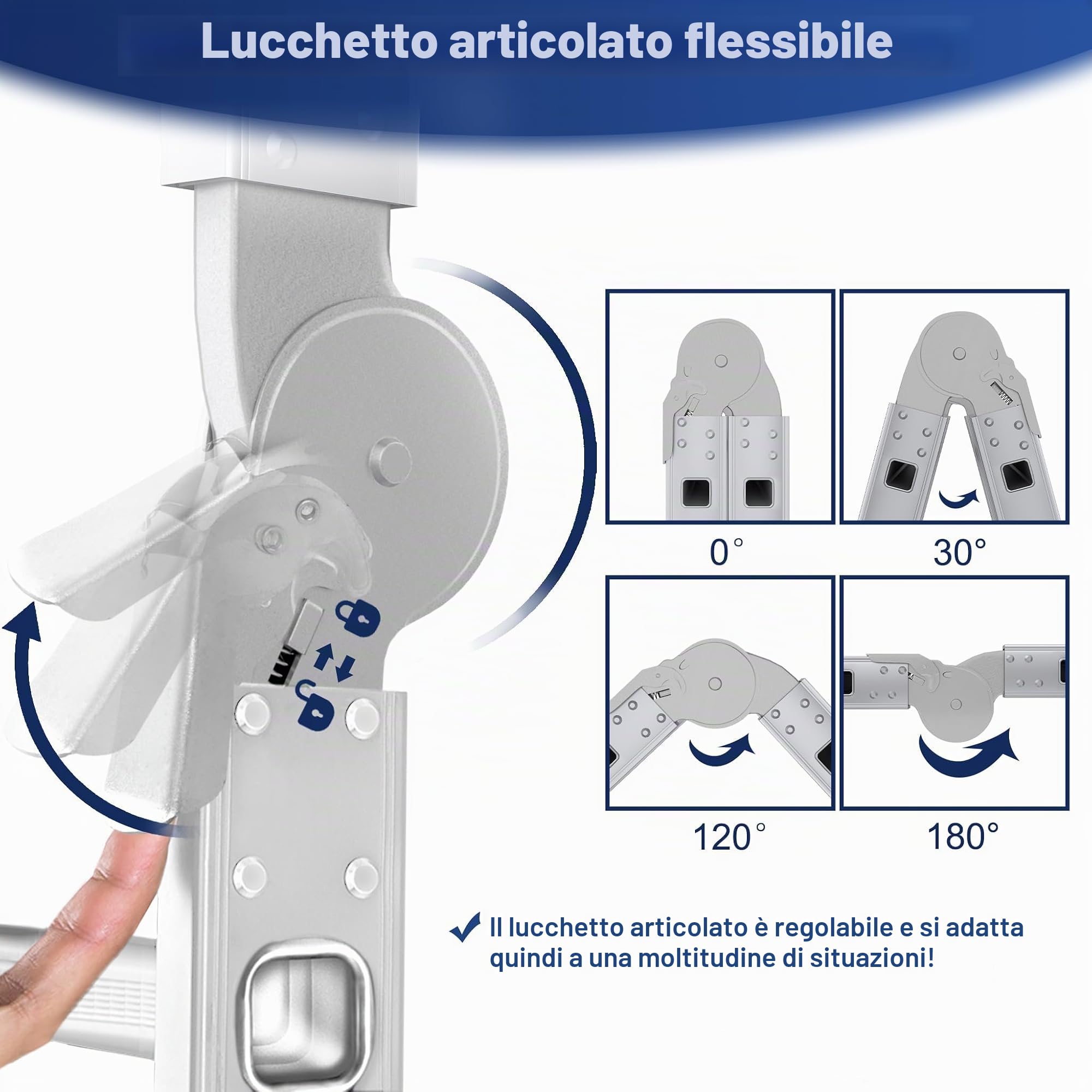Froadp Scala multiuso 6 in 1, 3,4 m, pieghevole, multiuso in alluminio, con 2 ruote e piattaforma, multifunzione, portata fino a 150 kg