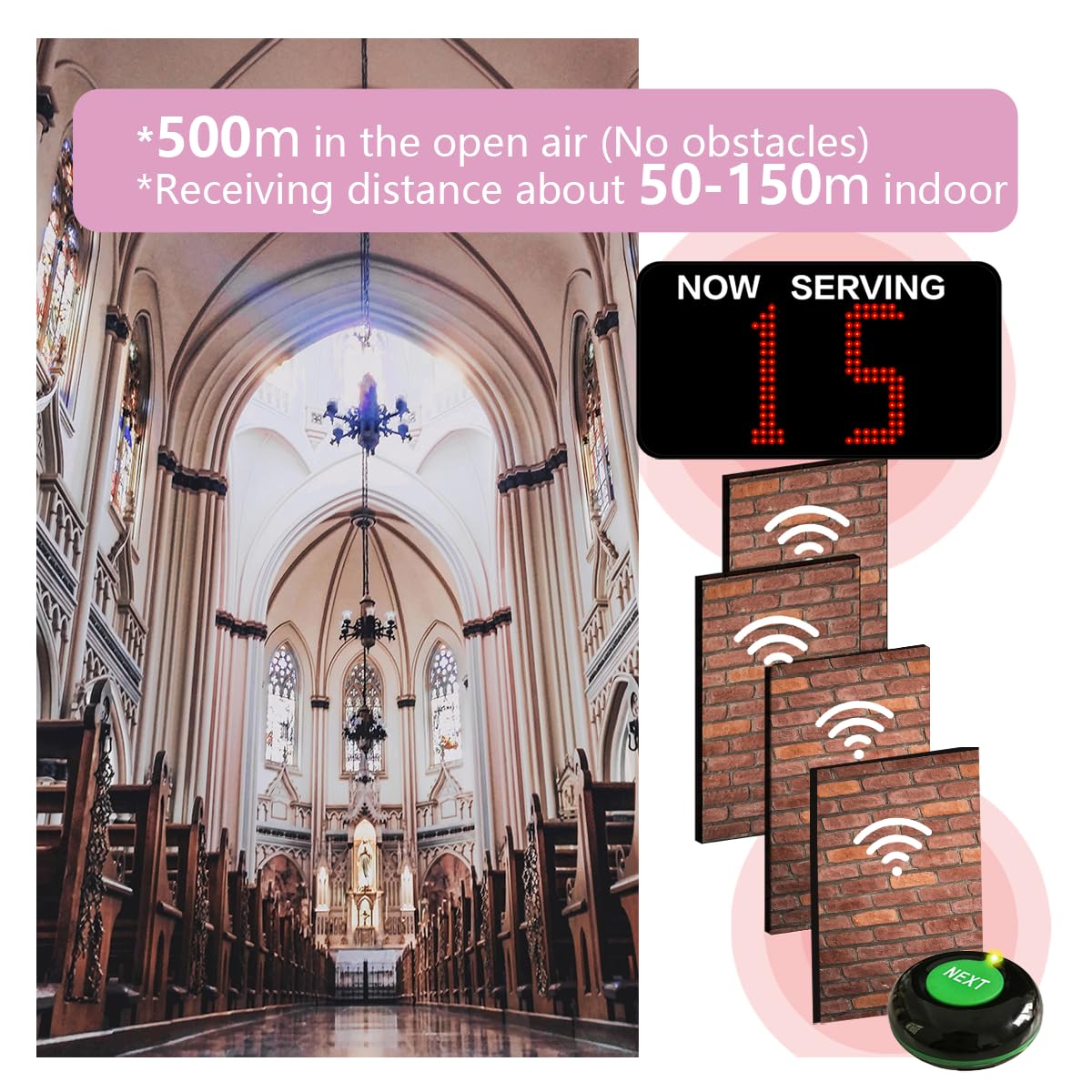Eliminacode Display LED | 2 Cifre a Numero | Gestione Code 00-99 | Con Telecomando +2 Pulsanti di Chiamata | Per Supermercato, Negozio, Ristorante, Sportello, Ambulatoro