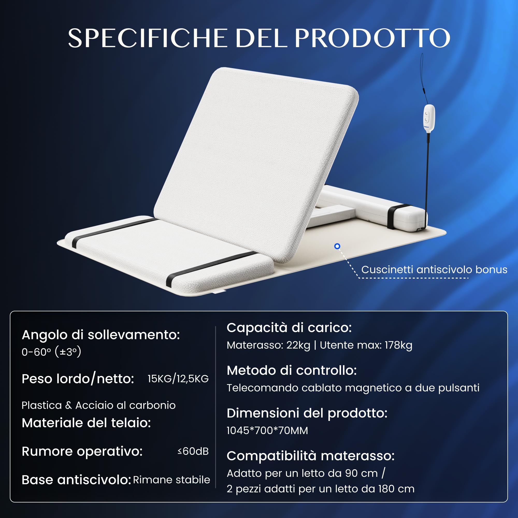 FLEXISPOT Base Letto Elettrica Regolabile, Schienale Inclinabile 0-60°, Sollevamento Silenzioso <50 dB, Telecomando a 2 Pulsanti, Supporto fino a 90 kg, Compatibile con Materassi 80-100 x 180-200 cm
