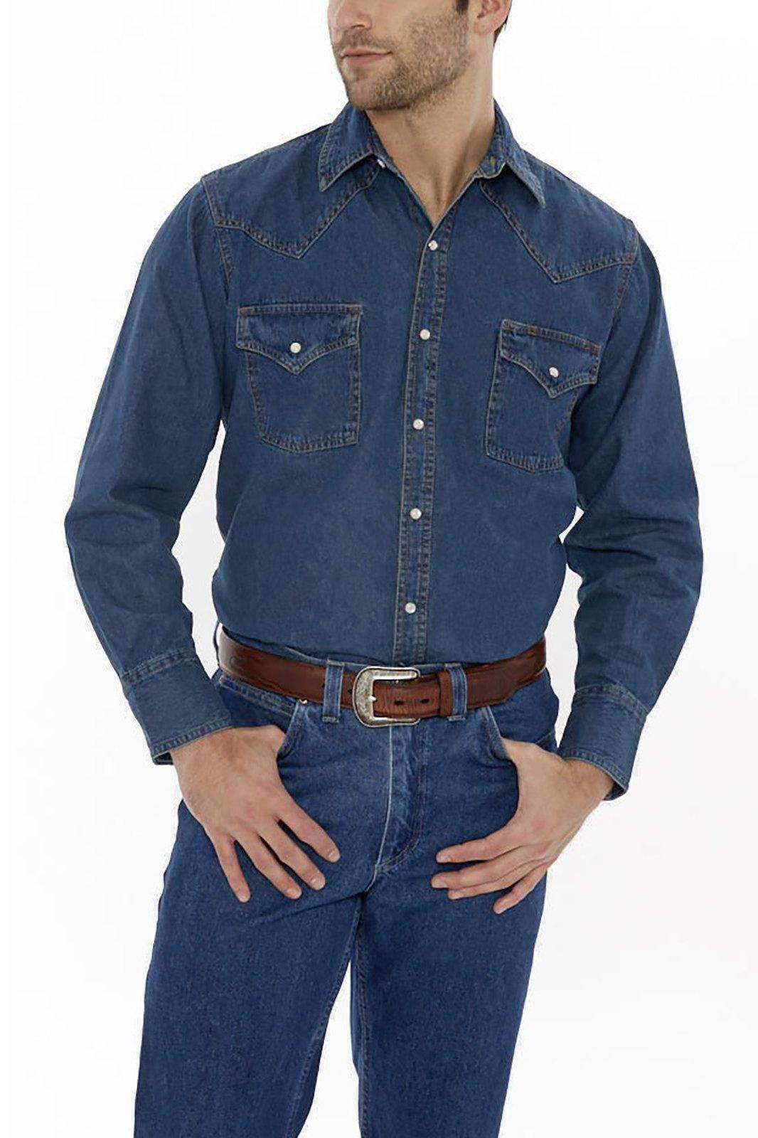 Men's Big Long Sleeve Denim Western Shirt