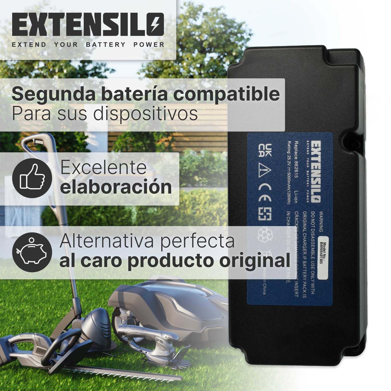 Batería Compatible con Smart G-Force SB1200 Robot cortacésped cortacésped 5000mAh 25,2V Li-Ion 126 WH