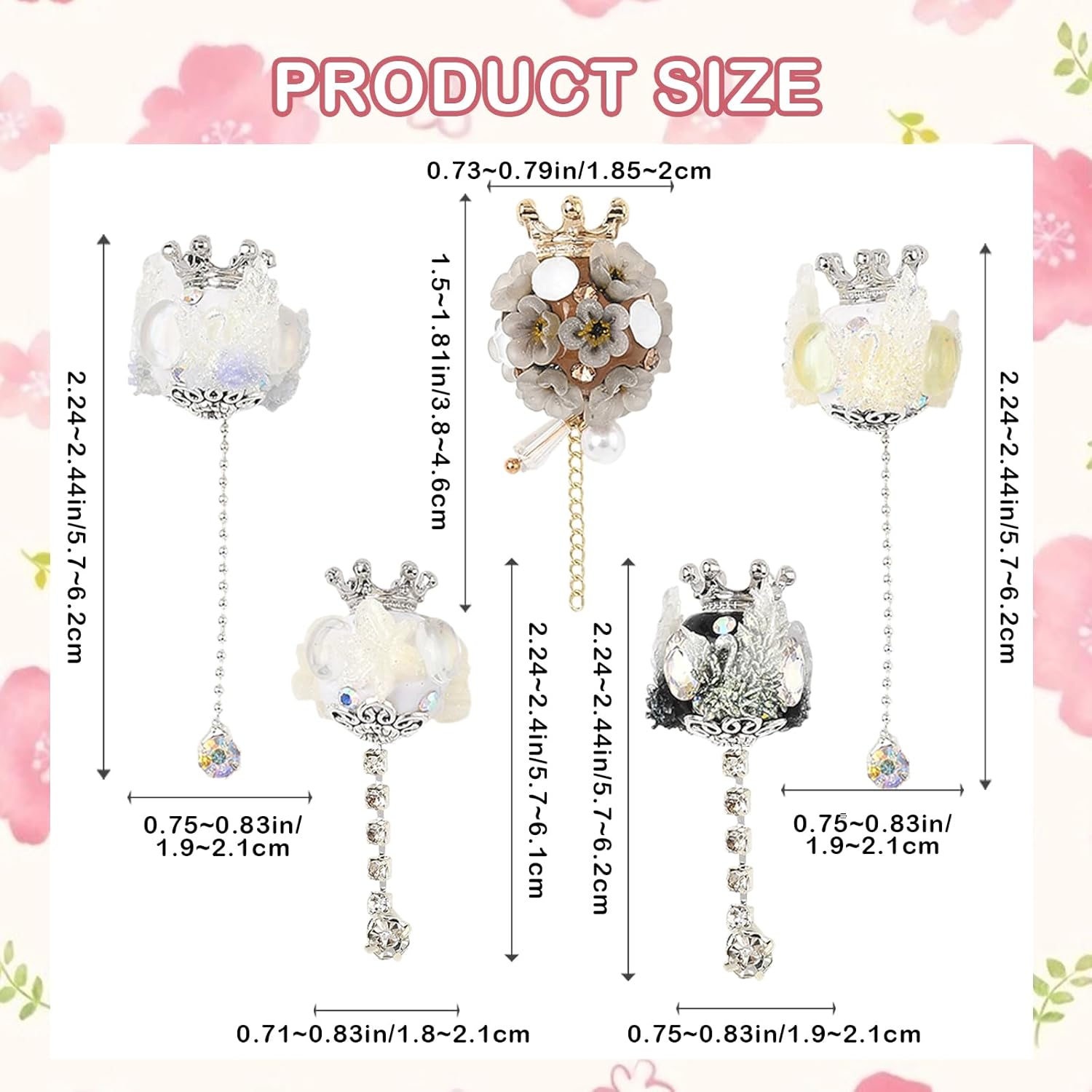 Ornaland Rhinestone Fancy Beads for Pens Crown Tassel Flower Pen Beads for Beadable Pens Keychain Jewelry Making - Image 2