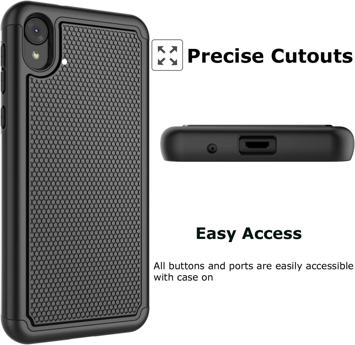 Takfox Moto E6 Case, for Motorola Moto E6 Phone Case Protective Heavy Duty Hard PC Back & Soft Silicone Dual Layer [Ysaturn] Shockproof Reinforced Armor Bumper Phone Case for Motorola Moto E6-Black