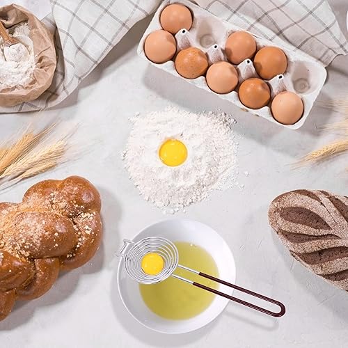 Miniatura 5 de NileHome Separador de huevos, separador de yema de huevo, blanco, acero inoxidable, filtro de tamizado de yema de huevo, herramienta de cocina para