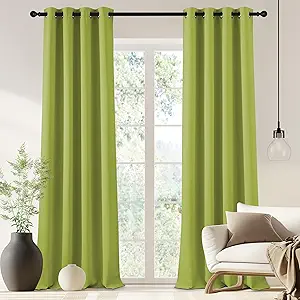 NICETOWN Blackout Curtain for Bedroom 90 inches Long - Window Treatment Thermal Insulated Grommet Room Darkening Drape for Living Room (Fresh Green, 1 Panel, 46 by 90 inches)