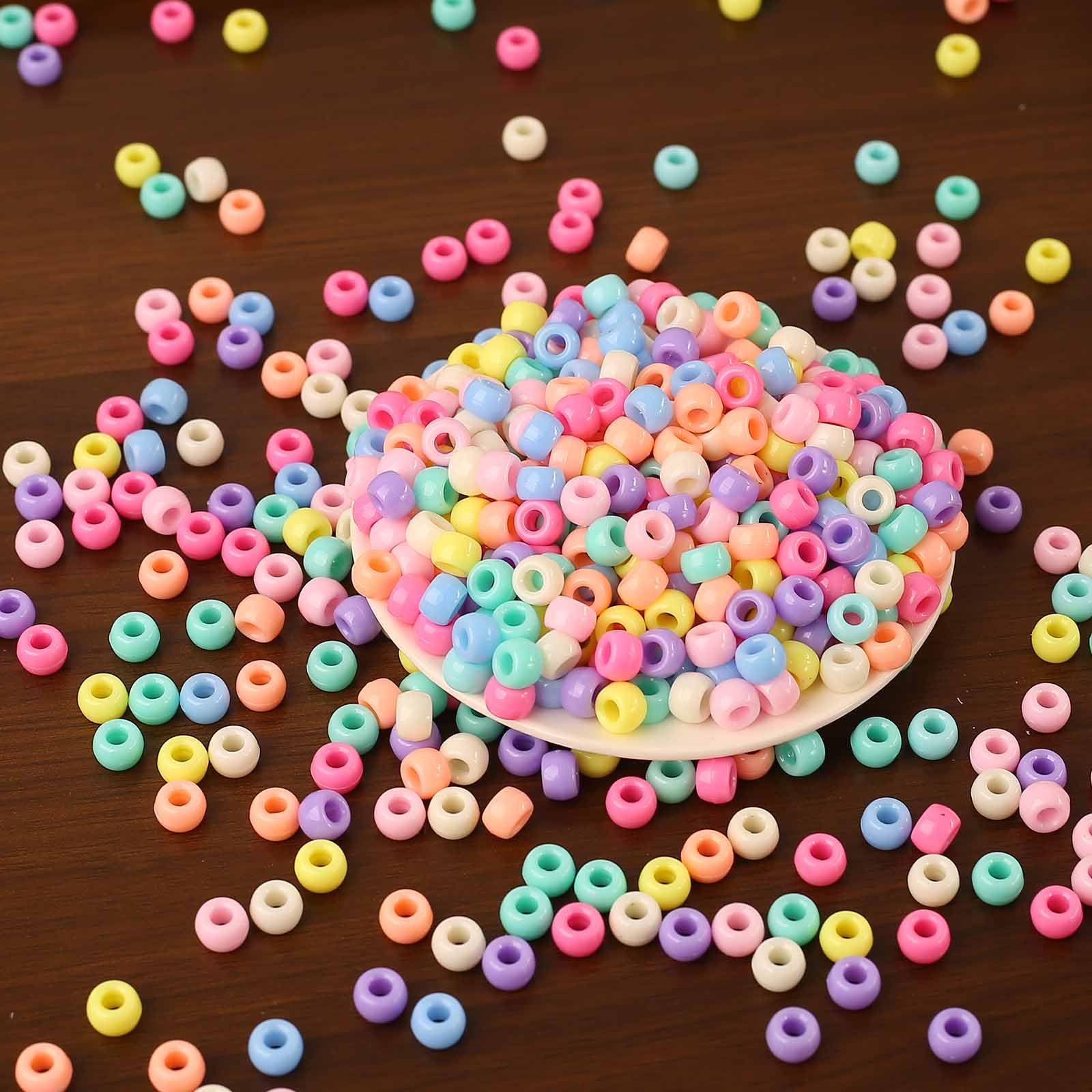 DAHI 1000 Pezzi Perline Colorate Acrilico Pony Beads 6 x 9 mm Multicolore per Braccialetti Collane Gioielli Fai da Te