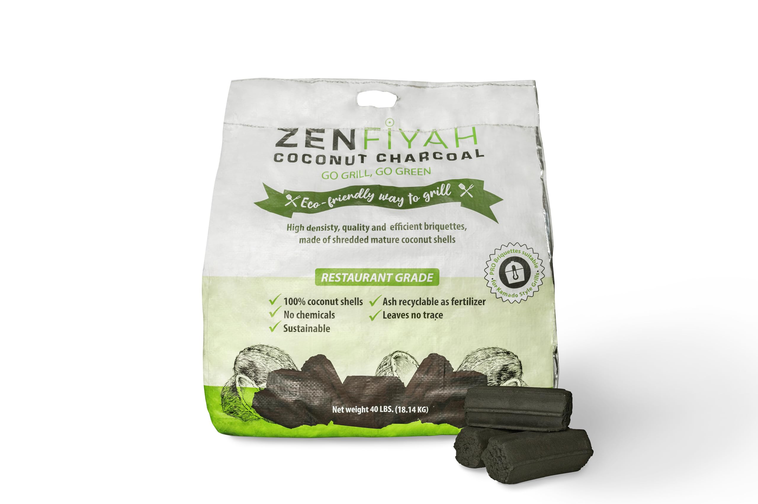 Amazon.com : Zenfiyah Premium Coconut Charcoal Briquettes – Long