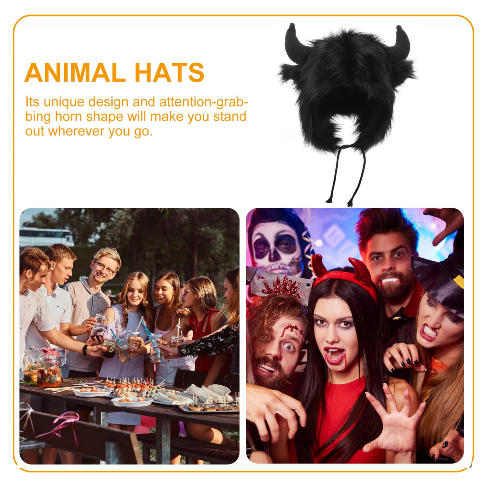 Beavorty Tapa Del Oído De Bocina Fiesta Sombrero De La Novedad Sombrero De Animal Multifuncional Sombrero De Animales Salvajes Sombreros Para Adultos Disfraz Negro Felpa