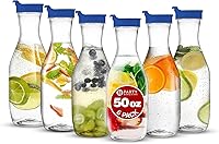 Vista 19 de Paquete de 12 jarras de plástico transparentes de 50 onzas con tapa negra; contenedores de agua resistentes de alta calidad que son excelentes