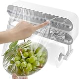 QWORK® Cling Film Dispenser, 3-in-1 Wall-Mounted Aluminum Foil Cutter, Roll Holder, for Kitchen and Restaurant - 1