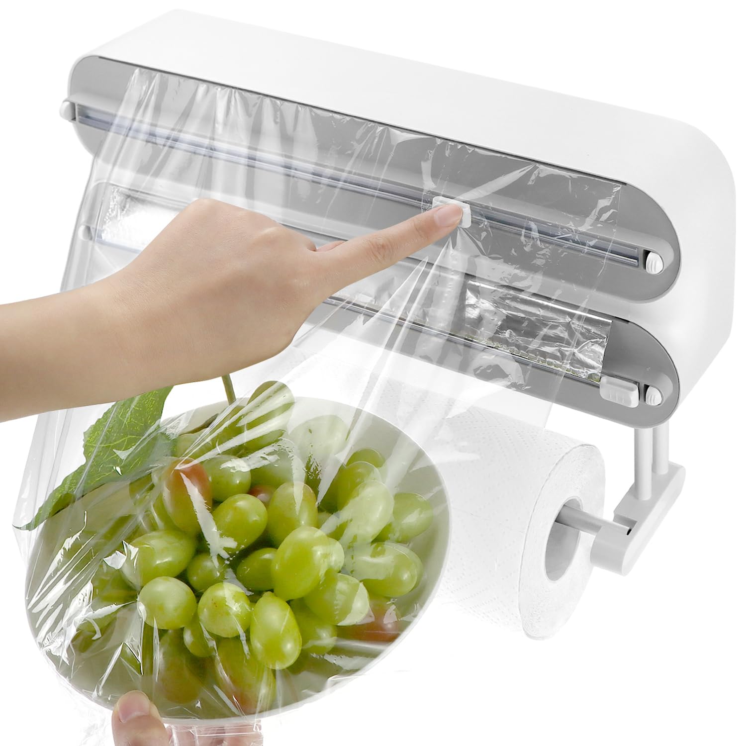 QWORK® 3 en 1 Dispensador Papel Aluminio y Film, portarrollos Papel Cocina, para Cocina y Restaurante