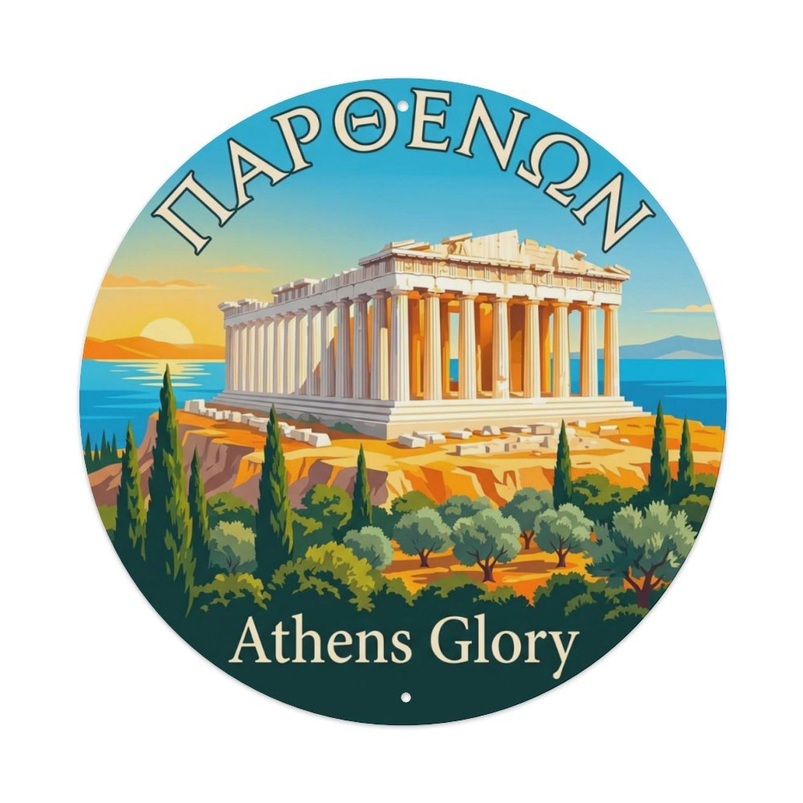 Fqnyr Style Vintage Travel Acropolis Athens Sunset 1 Metal Tin Sign