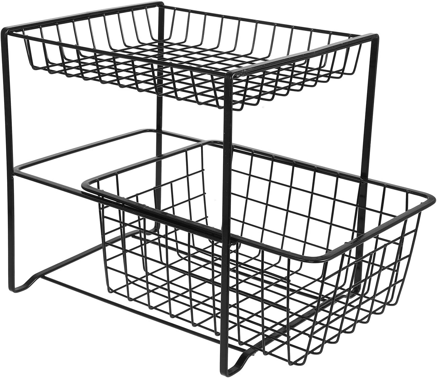 Cabilock Sink Storage Organizer for Kitchen and Bathroom, Iron Bathroom Shelf with Double Pull-out Drawers, Simple Installation, Sturdy Storage Solution for Laundry Room and Undersink