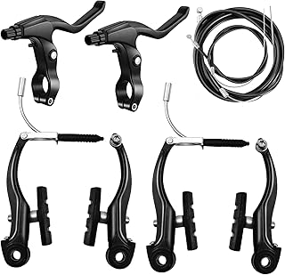 Bike Brakes Set, V-Type Bicycle Brakes, Universal Front and Rear Bicycle Brakes, Bike Tools Set Includes Inner and Outer Callipers Cables Lever Kit(Black)