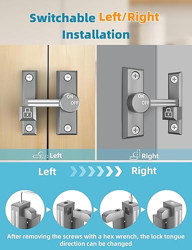Miniatura 6 de Cerradura de puerta de granero de 90180 grados, pequeños cierres de puerta abatible, cerradura de seguridad para puerta corrediza para granero,