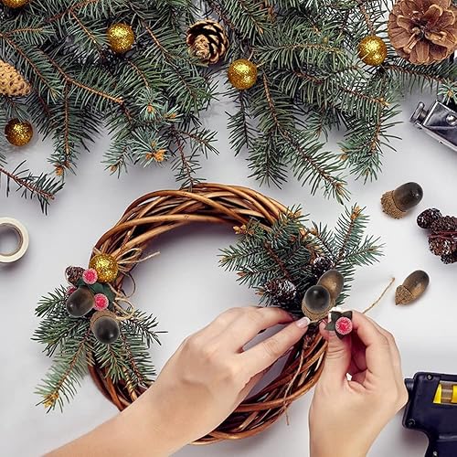 Miniatura 7 de HUIANER Bellotas artificiales, 50 unidades, bellotas falsas, simulación, frutas, manualidades, para decoración de Navidad, decoración de la casa y