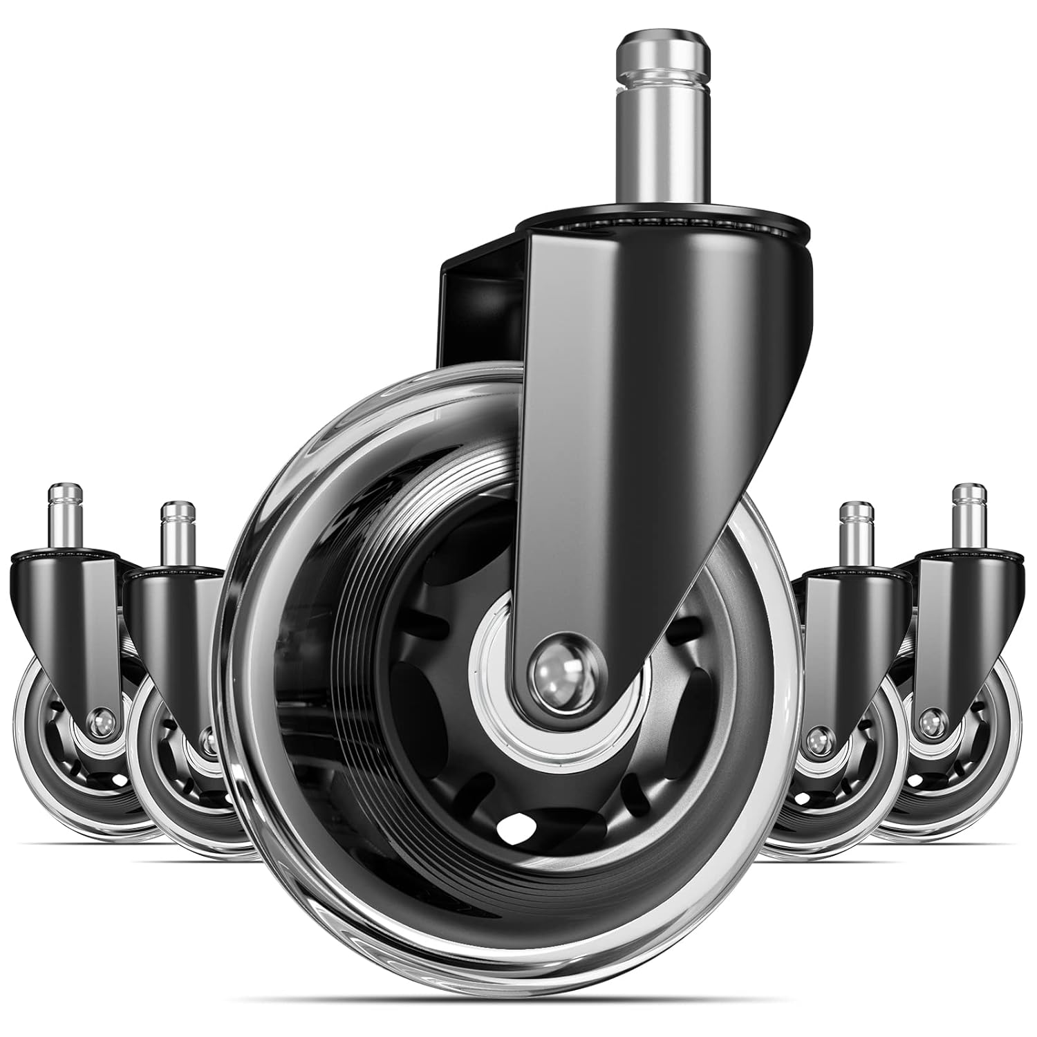 LMIKAF Office Chair Wheels Black Replacement Rubber Chair