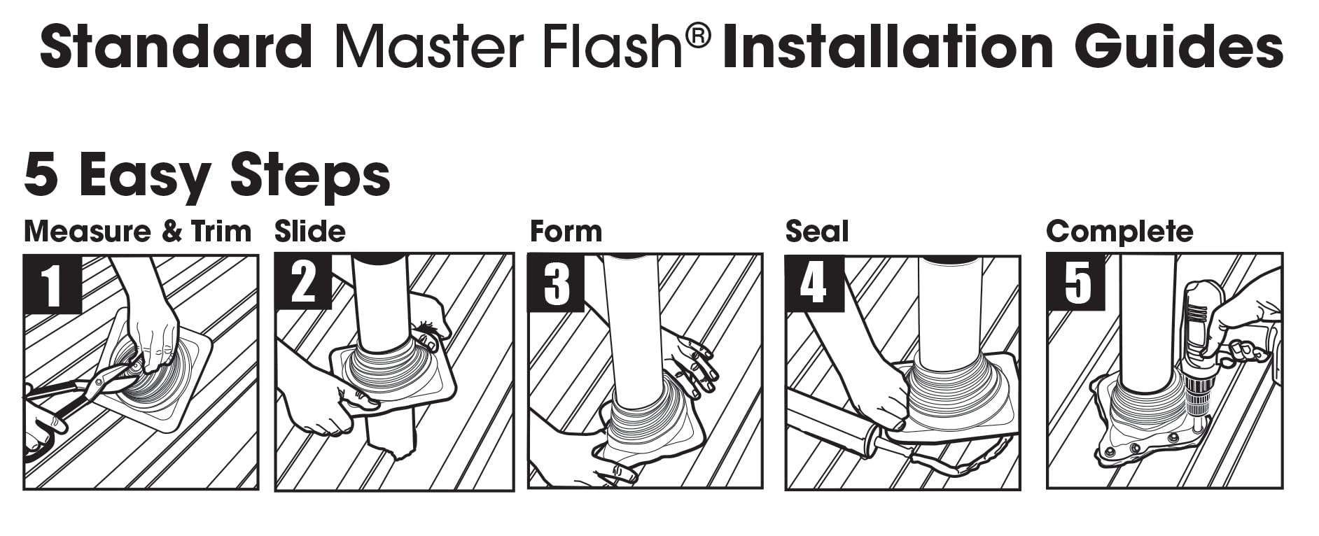 MASTER FLASH Brida antiingreso de agua de EPDM flexible de paso de techo, protección para chimeneas, tuberías, cables, paneles, alcantarilla, estándar #5 (101-209 mm)