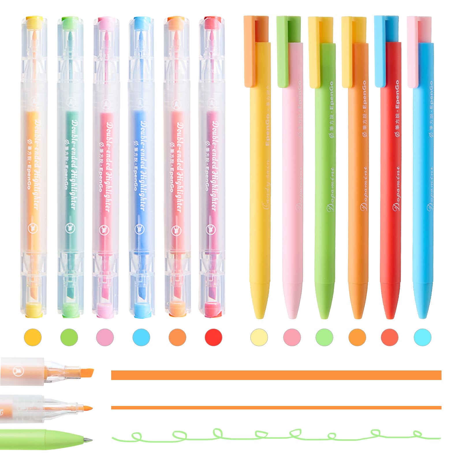 Bibelstifte und Textmarker, kein Durchlaufen, 6, ästhetische Pastell-Textmarker und 6 Pastell-Tintenstifte für Bibelstudium, Journaling, Schul- und Bürobedarf, Markierung