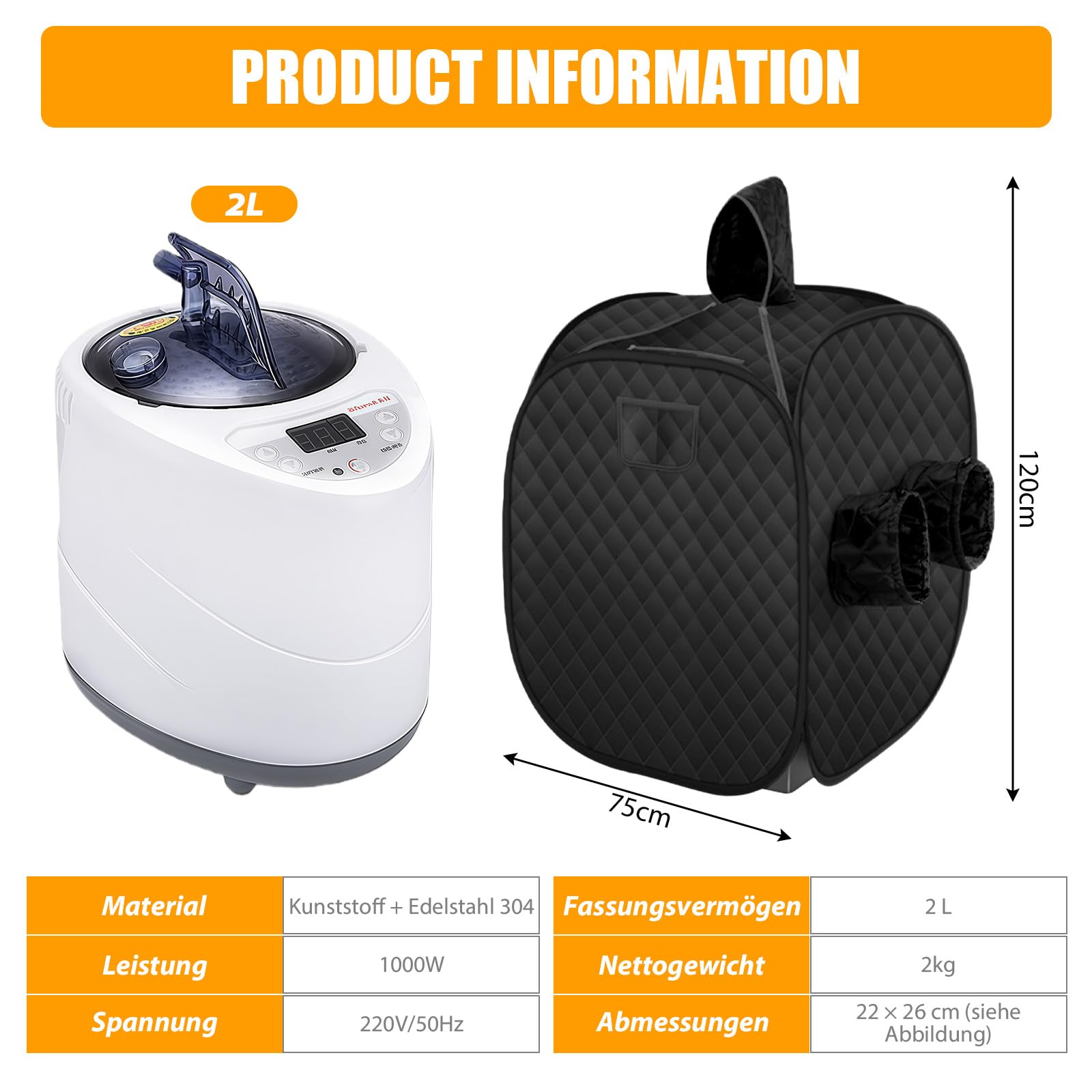 Sauna A Vapor, Com Gerador De Vapor De 1000 W 2l, Sauna Sauna A Vapor, Com Gerador De Vapor De 1000 W 2l, Sauna