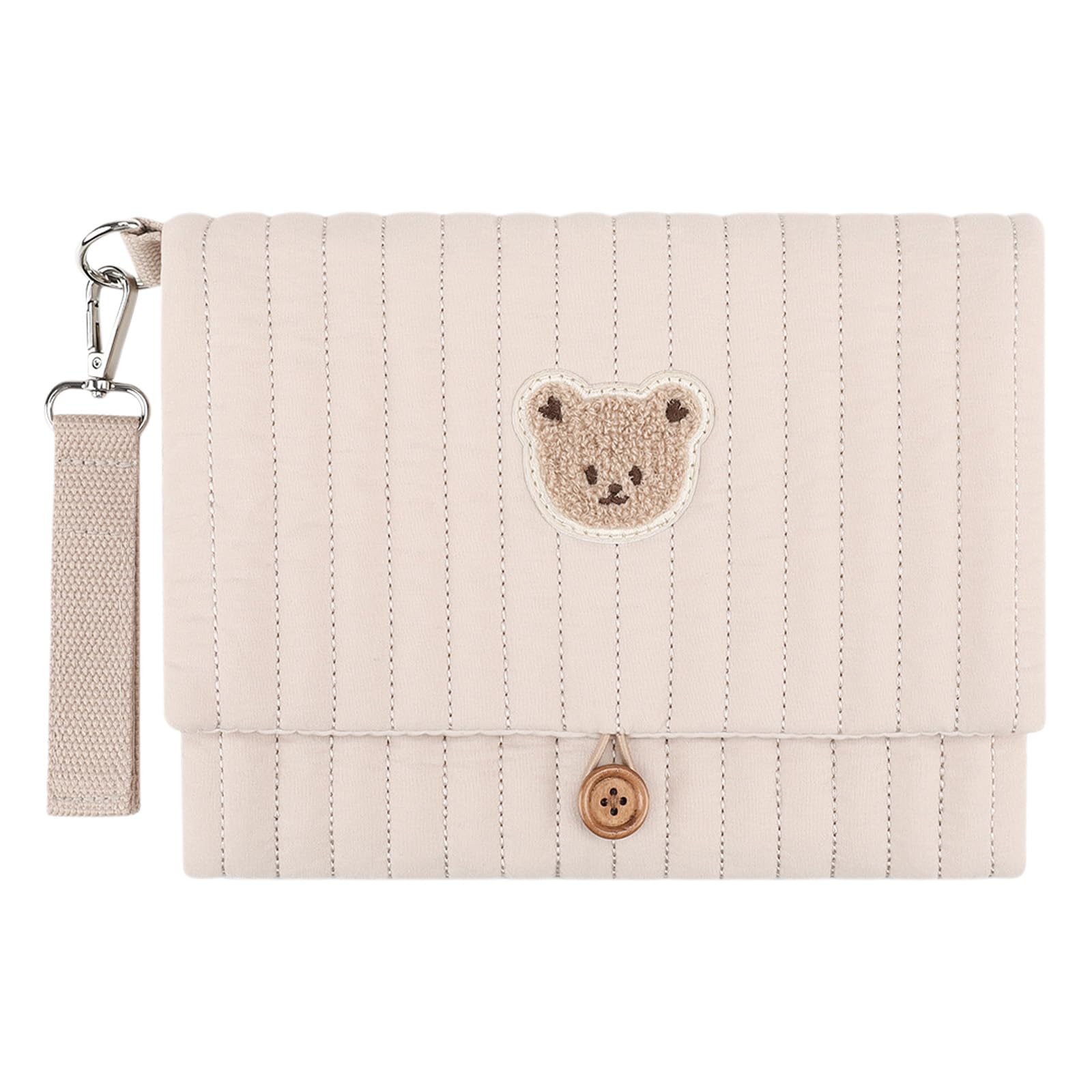 Simpatico Borsa per pannolini con orsetto ricamato, tasche multiple, organizer per passeggino