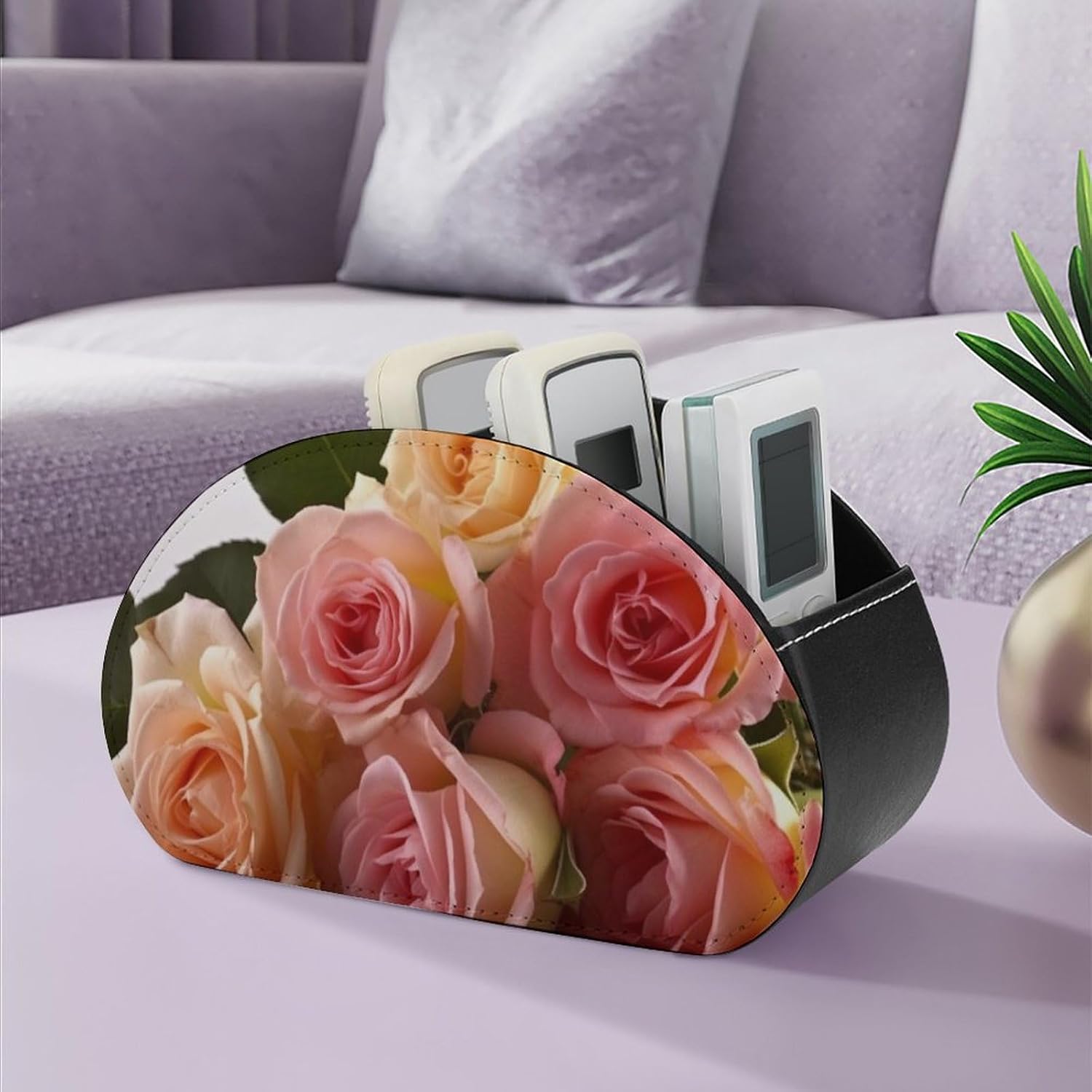 Roses Flower TV Remote Control Holder, Table Desk Storage Box image 5