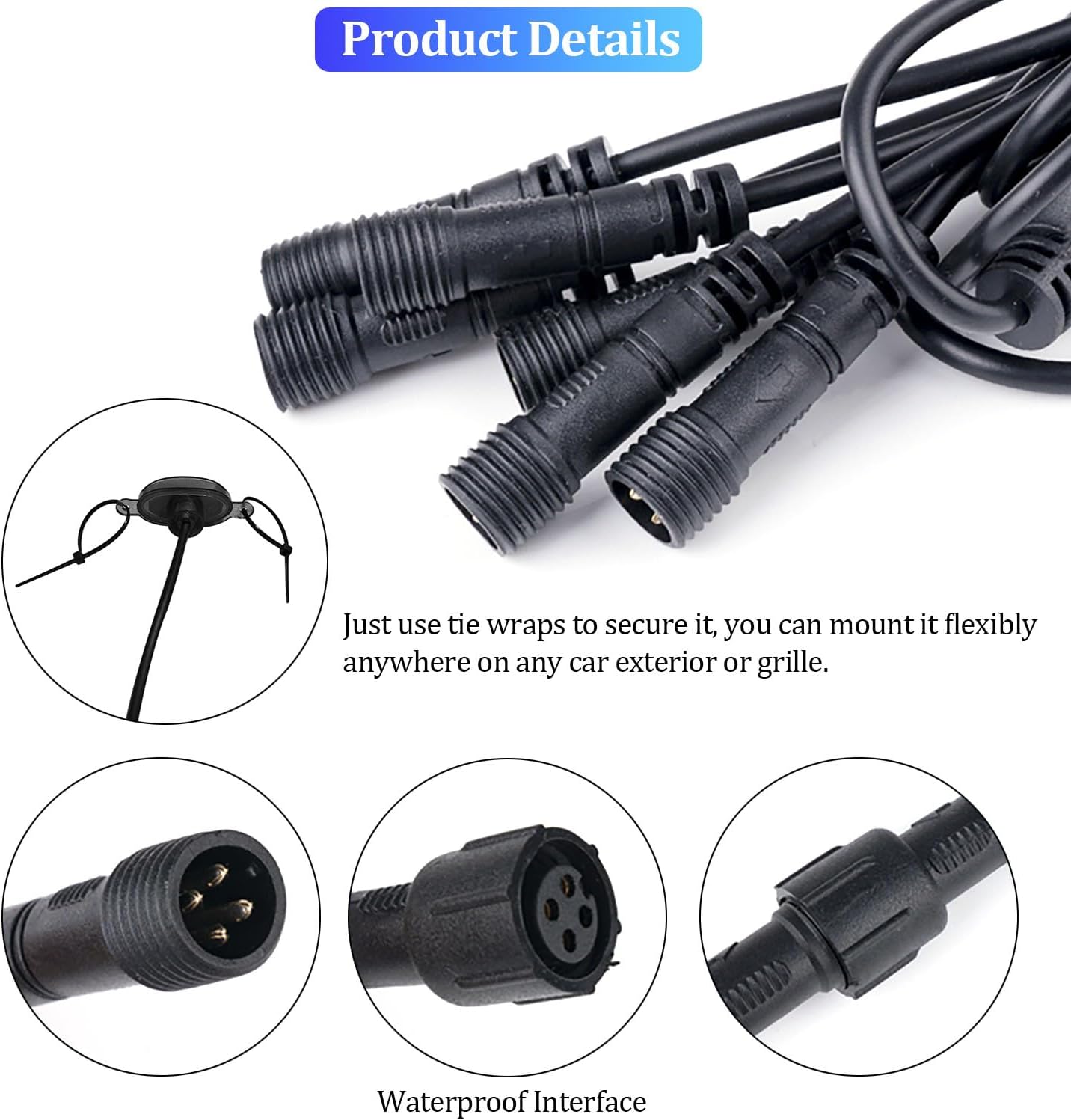 RGB LED Grill Lights,6 in 1 Car Front Grilles Light,Waterproof Car Exterior Grille Lamps,LED Atmosphere Grills Lights for Trucks