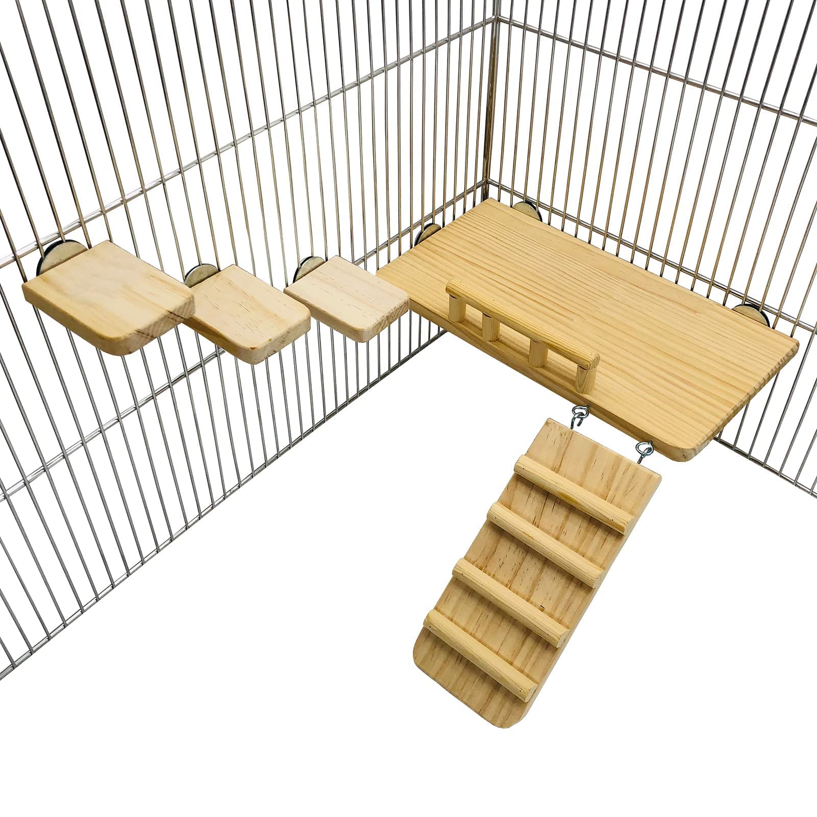 Plataforma de hámster de madera con escalera, parque infantil para hámster, juguetes para jaulas de percas para pájaros, hámster rata de indias y cerdo de chinchilla accesorios