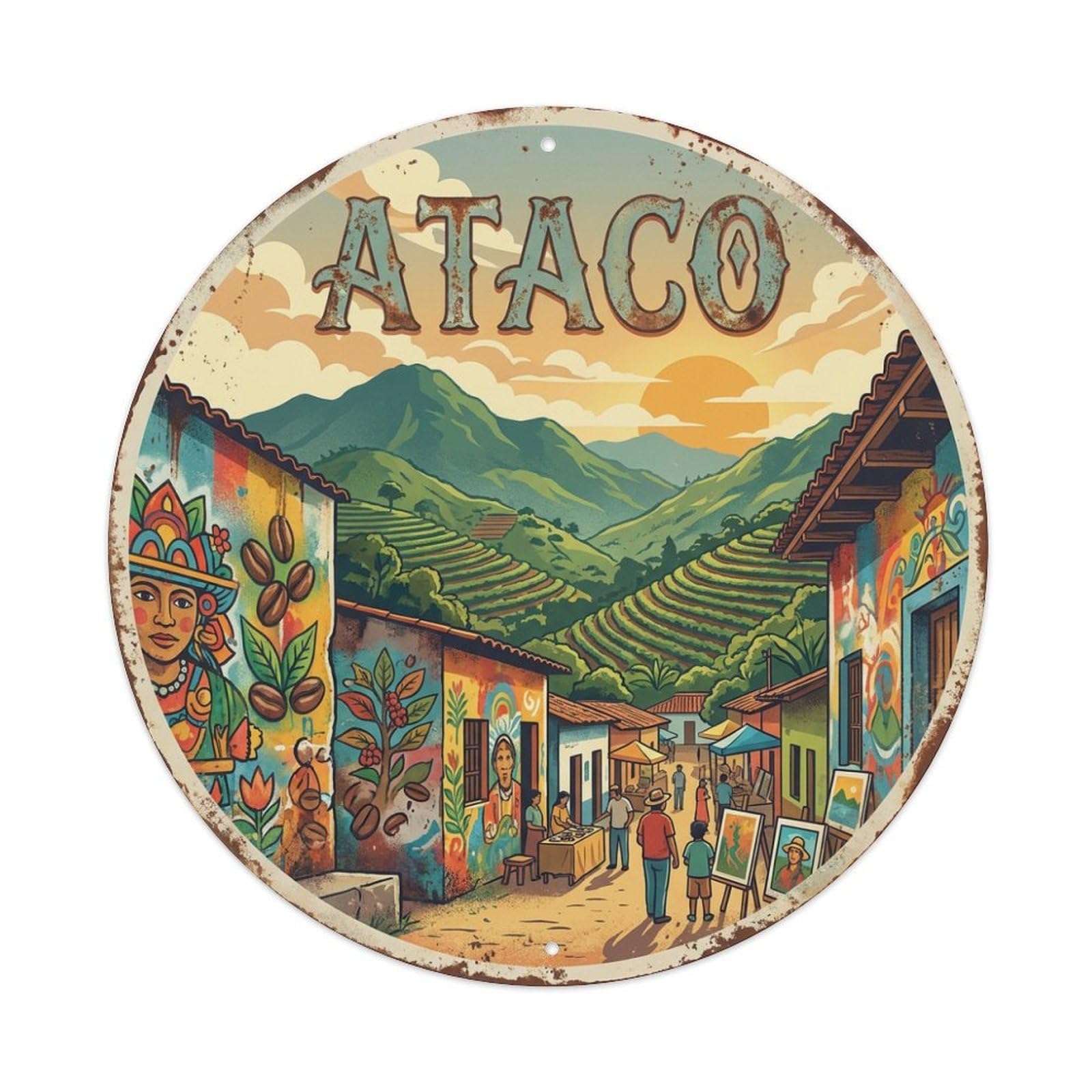 Retro El Salvador Travel Ataco Metal Tin Sign