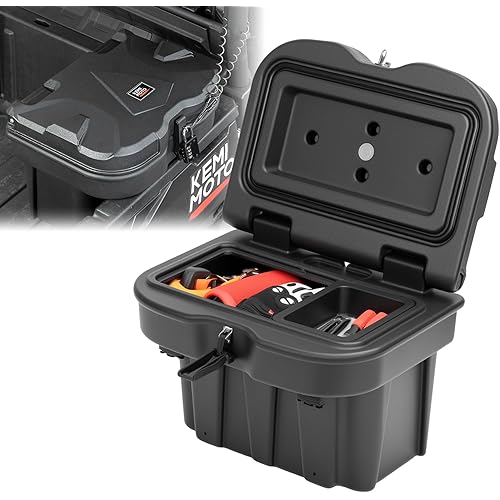 KEMIMOTO UTV Bed Storage Box 21L/5.5 Gal Waterproof Storage Bin Lockable Tool Box Compatible with 2016-2026 Can-Am Defender & Defender MAX, 2021+ Commander & MAX 1000R 700