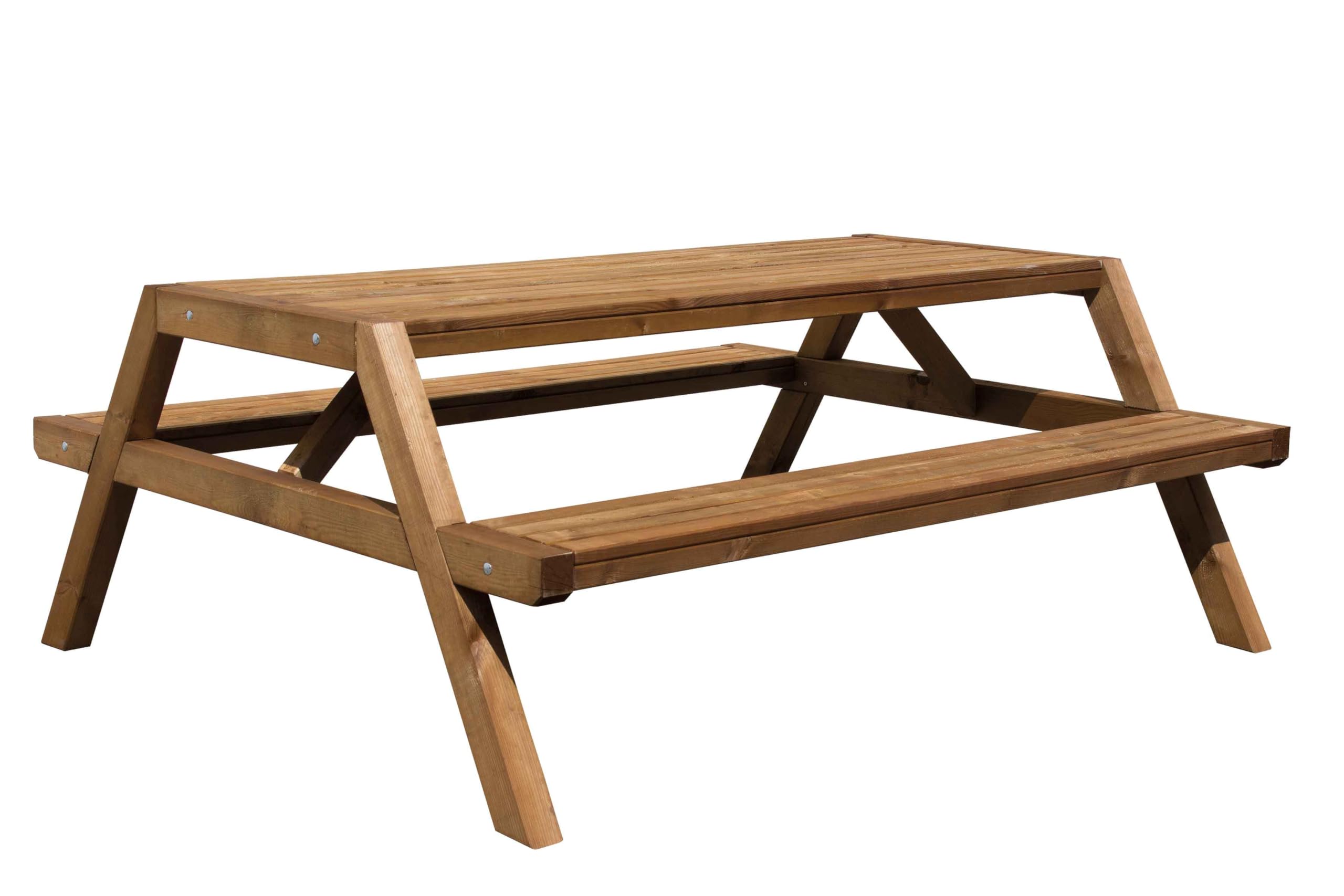 AVANTI TRENDSTORE Leonie - Tavolo da picnic con 2 panche integrate alla struttura e angoli arrotondati, in legno massello. LAP 180x80x157 cm