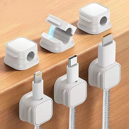 Miniatura 3 de Paquete de 6 organizadores magnéticos de cables, gestión de cables sin esfuerzo, organizador de cables de computadora, clips adhesivos para cable