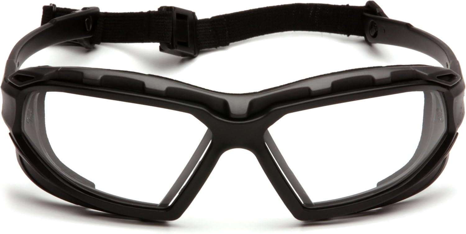 Pyramex Safety Highlander XP Eyewear, Black-Gray Frame/Clear Anti-Fog Lens